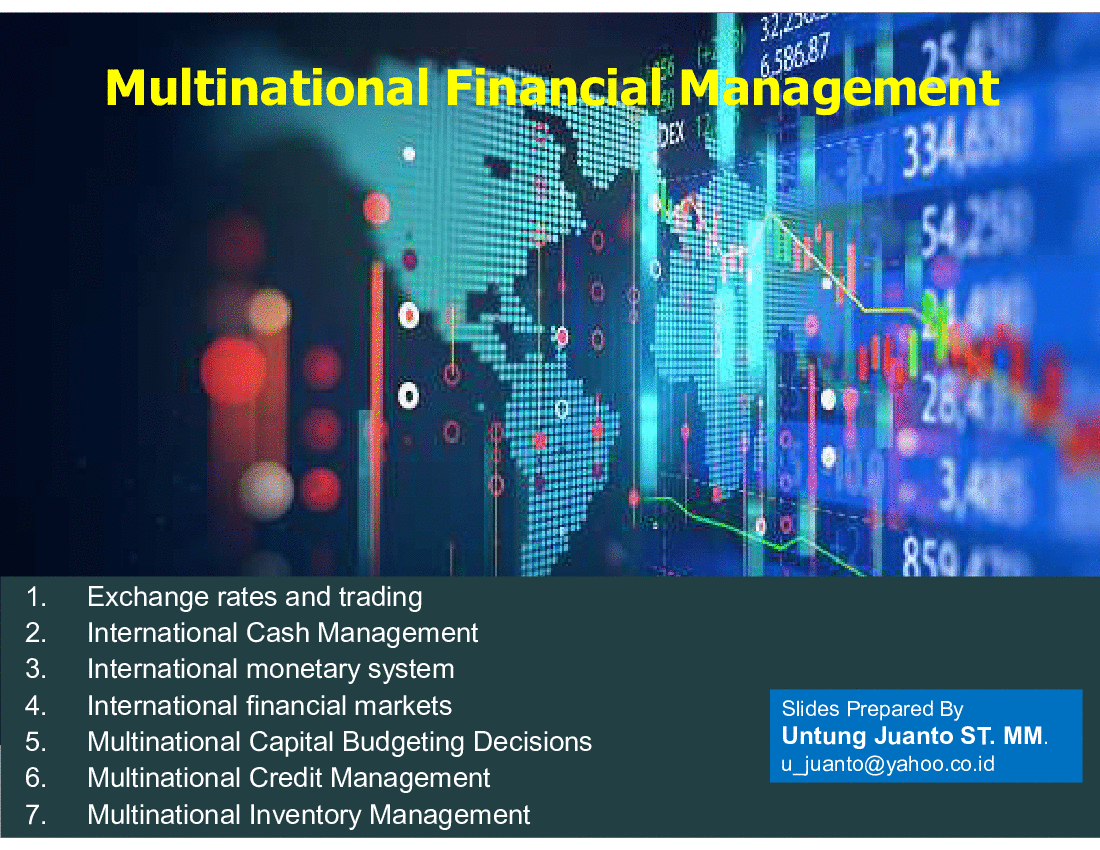 This is a partial preview of Multinational Financial Management (43-slide PowerPoint presentation (PPTX)). Full document is 43 slides. 