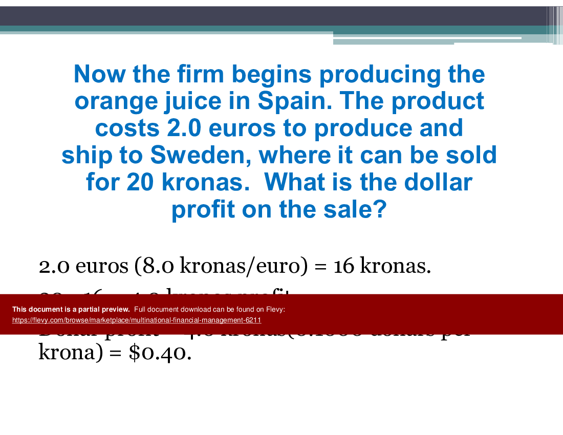 This is a partial preview of Multinational Financial Management (43-slide PowerPoint presentation (PPTX)). Full document is 43 slides. 