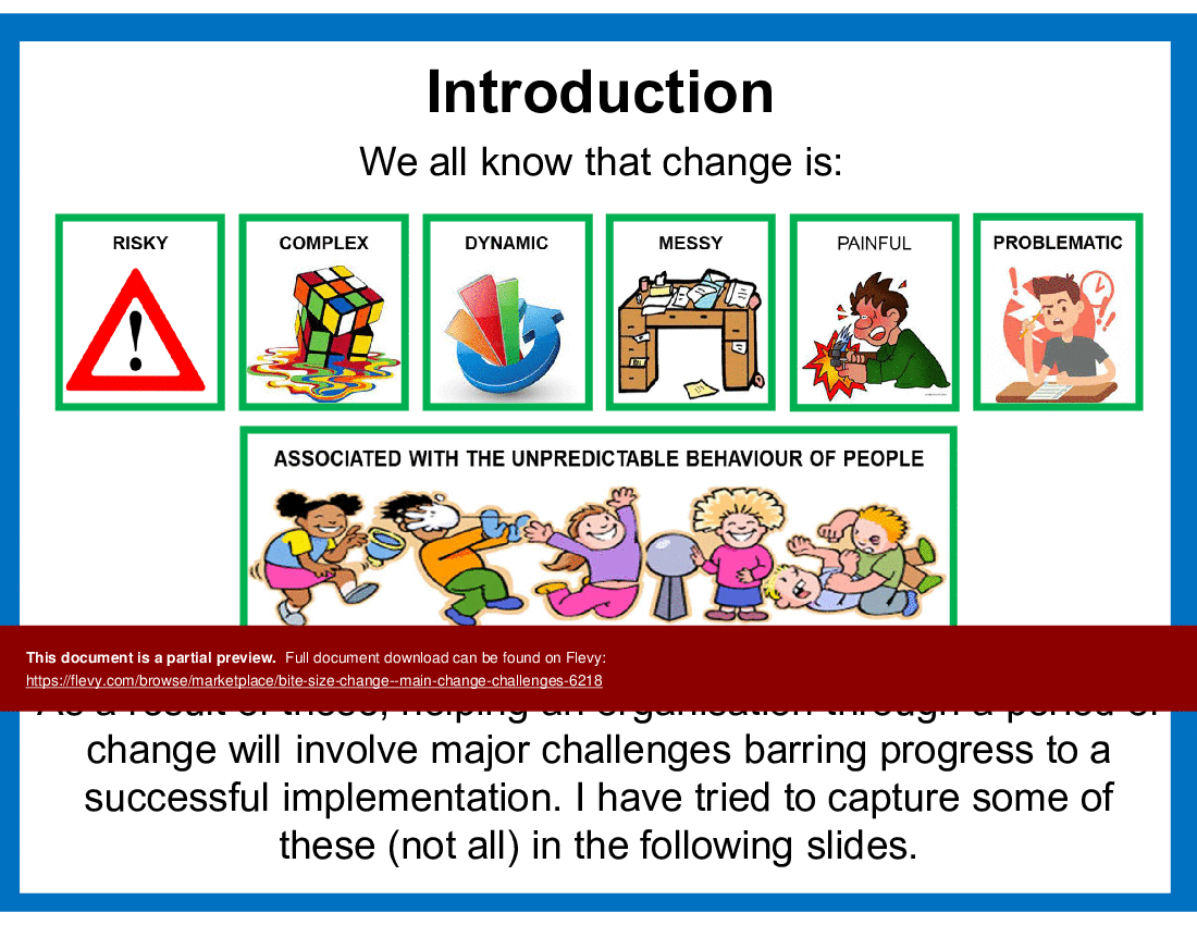 This is a partial preview of Bite-Size Change - Main Change Challenges (16-slide PowerPoint presentation (PPT)). Full document is 16 slides. 