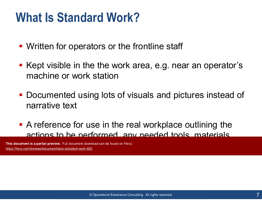 This is a partial preview of Lean Standard Work (147-slide PowerPoint presentation (PPTX)). Full document is 147 slides. 