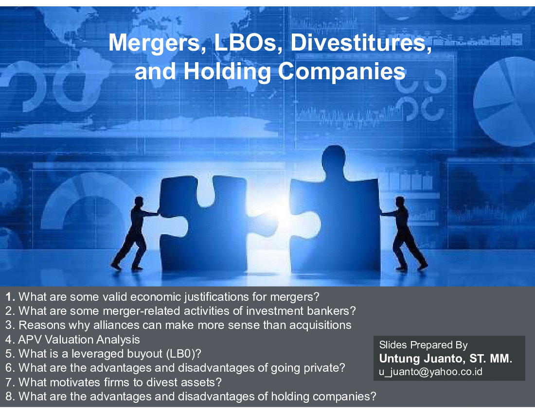 Mergers, LBOs, Divestitures and Holding Companies