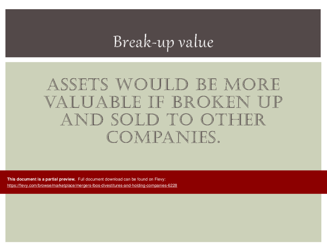 This is a partial preview of Mergers, LBOs, Divestitures and Holding Companies (48-slide PowerPoint presentation (PPT)). Full document is 48 slides. 