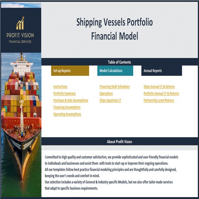 This is a partial preview of Shipping Vessels Portfolio Financial Model (Excel workbook (XLSX)). 