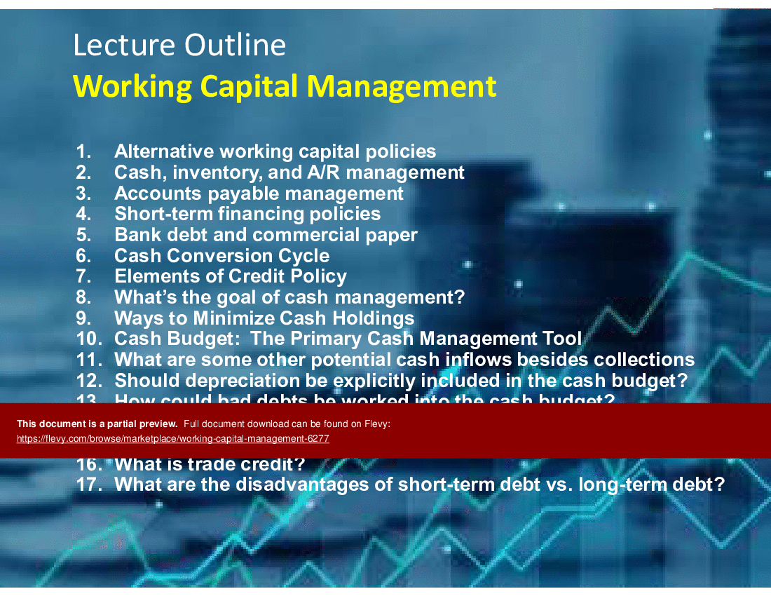 This is a partial preview of Working Capital Management (48-slide PowerPoint presentation (PPT)). Full document is 48 slides. 