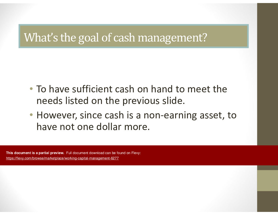 Working Capital Management (48-slide PowerPoint presentation (PPT)) Preview Image