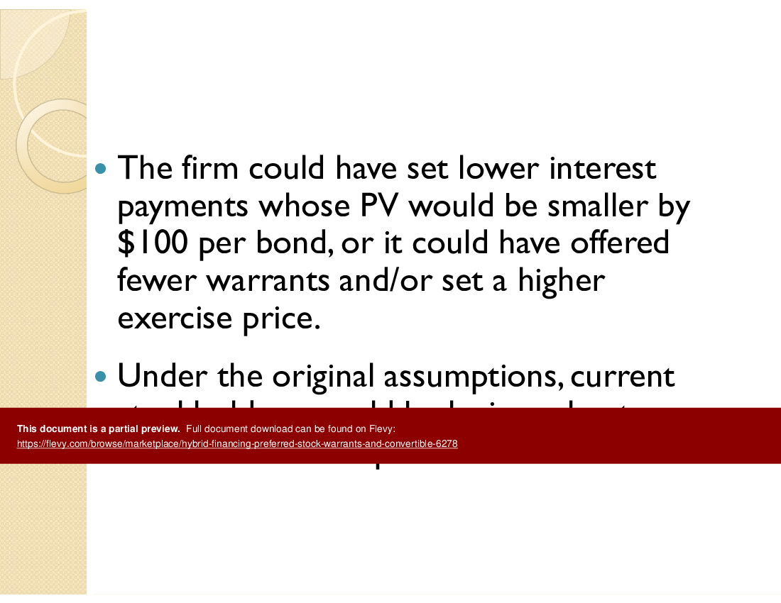 Hybrid Financing:  Preferred Stock, Warrants & Convertible (49-slide PPT PowerPoint presentation (PPT)) Preview Image