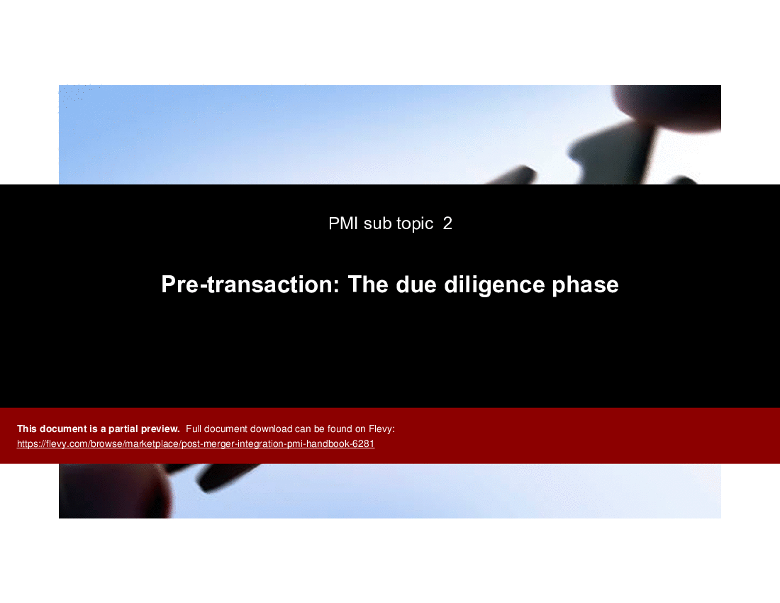 Post Merger Integration (PMI) Handbook (157-slide PowerPoint presentation (PPTX)) Preview Image