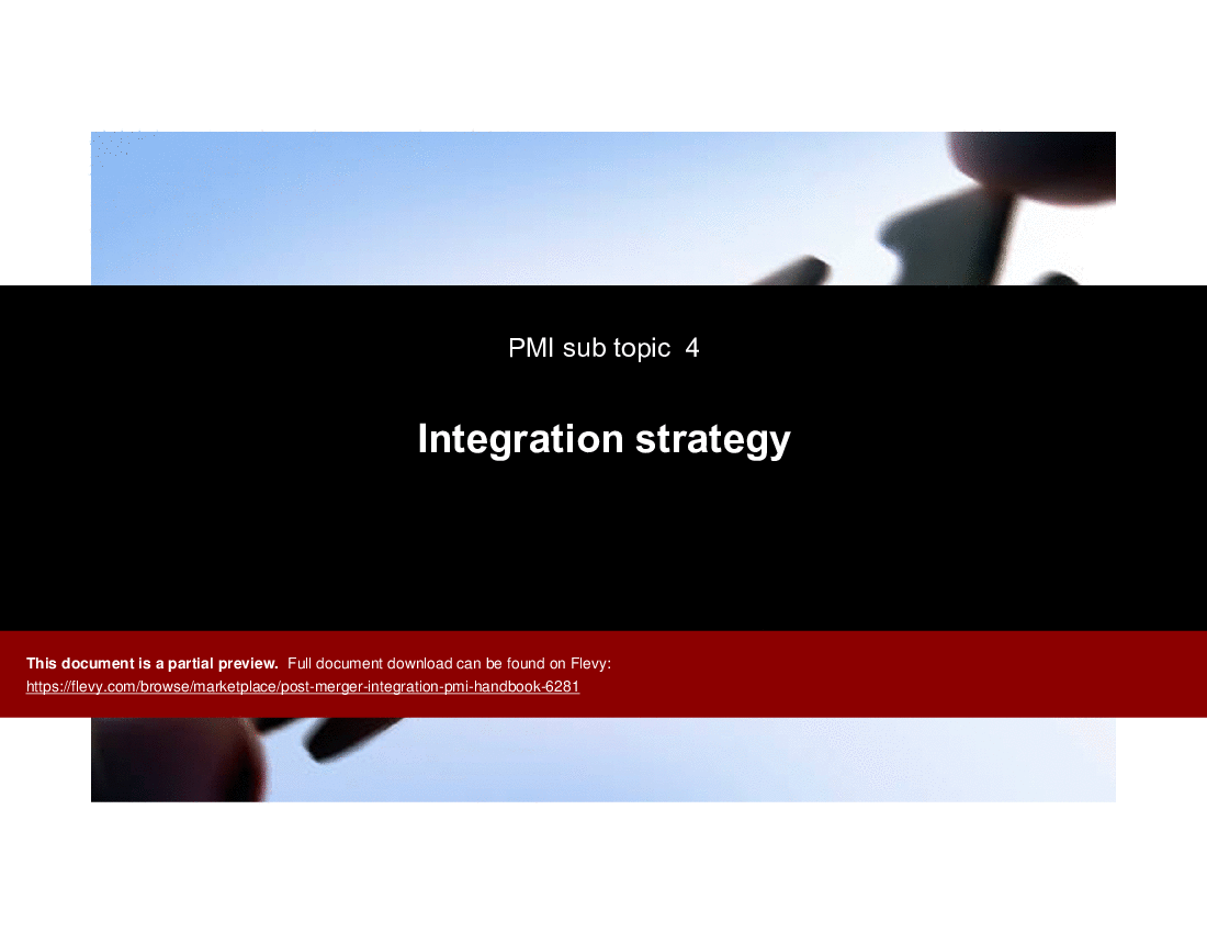Post Merger Integration (PMI) Handbook (157-slide PowerPoint presentation (PPTX)) Preview Image