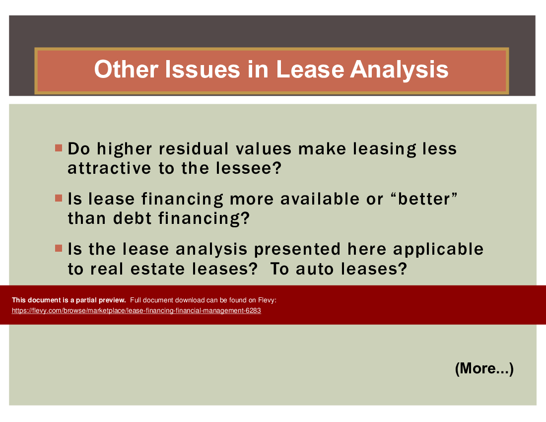 Lease Financing (Financial Management) (28-slide PPT PowerPoint presentation (PPT)) Preview Image