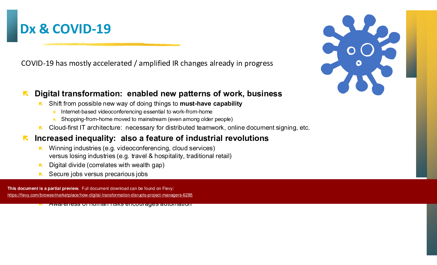 This is a partial preview of How Digital Transformation Disrupts Project Managers (80-slide PowerPoint presentation (PPTX)). Full document is 80 slides. 