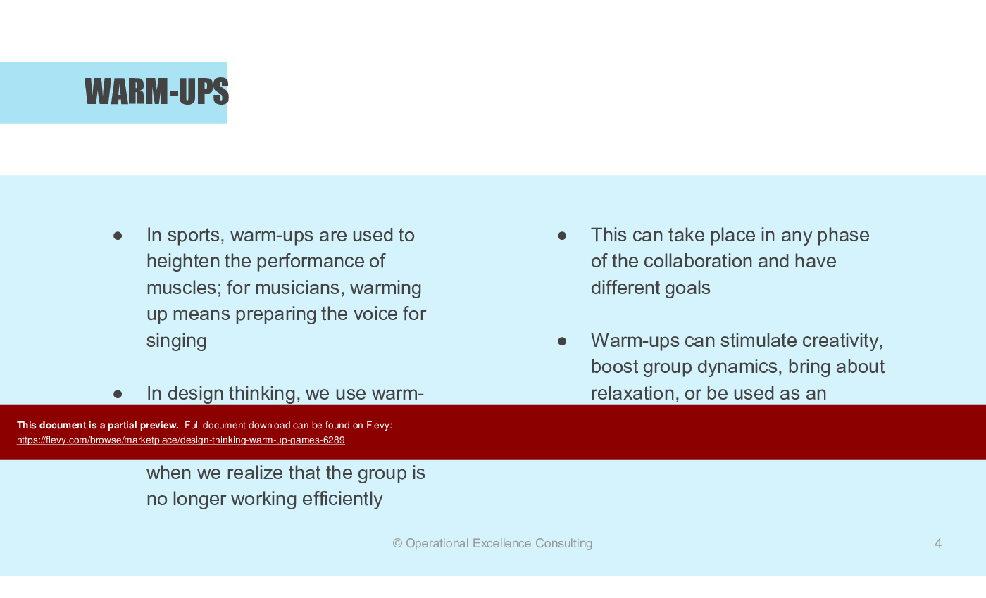 Design Thinking: Warm-Up Games (59-slide PowerPoint presentation (PPTX)) Preview Image