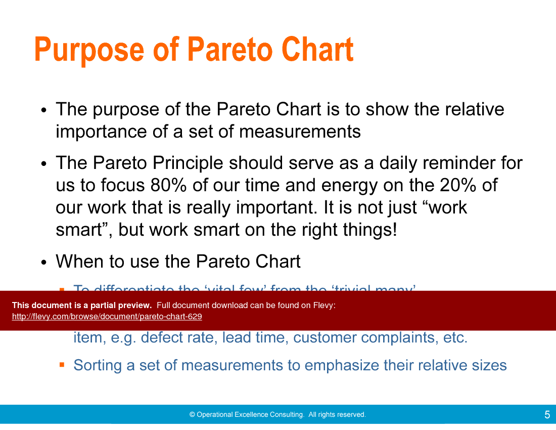 This is a partial preview of Pareto Chart (18-slide PowerPoint presentation (PPTX)). Full document is 18 slides. 