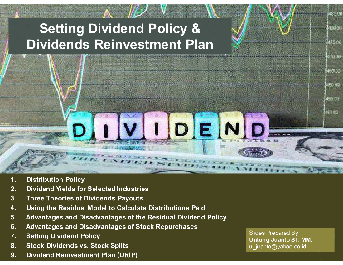 Setting Dividend Policy & Dividends Reinvestment Plan (31-slide PPT PowerPoint presentation (PPT)) Preview Image