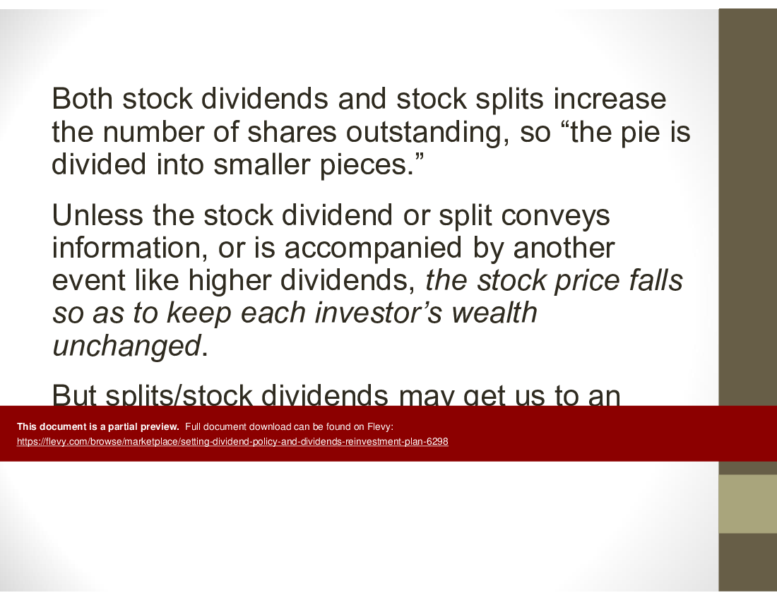 Setting Dividend Policy & Dividends Reinvestment Plan (31-slide PPT PowerPoint presentation (PPT)) Preview Image