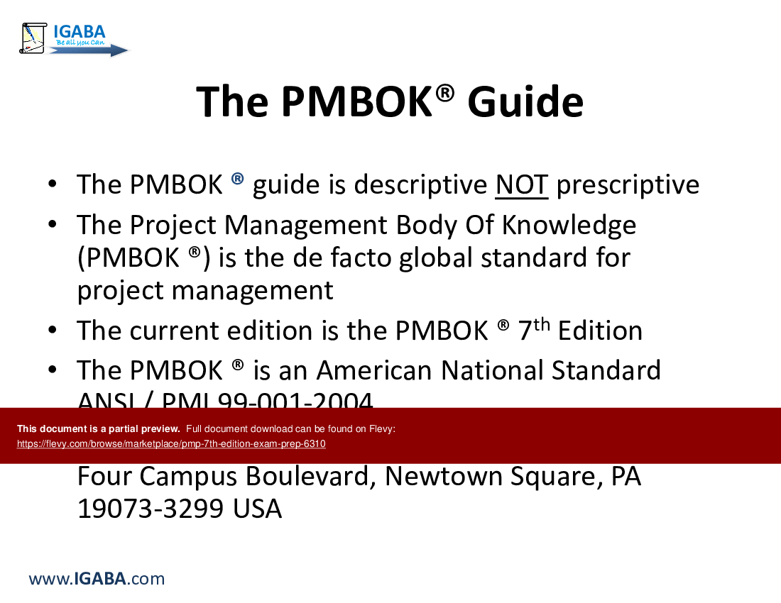 This is a partial preview of PMP 7th Edition Exam Prep (245-slide PowerPoint presentation (PPTX)). Full document is 245 slides. 