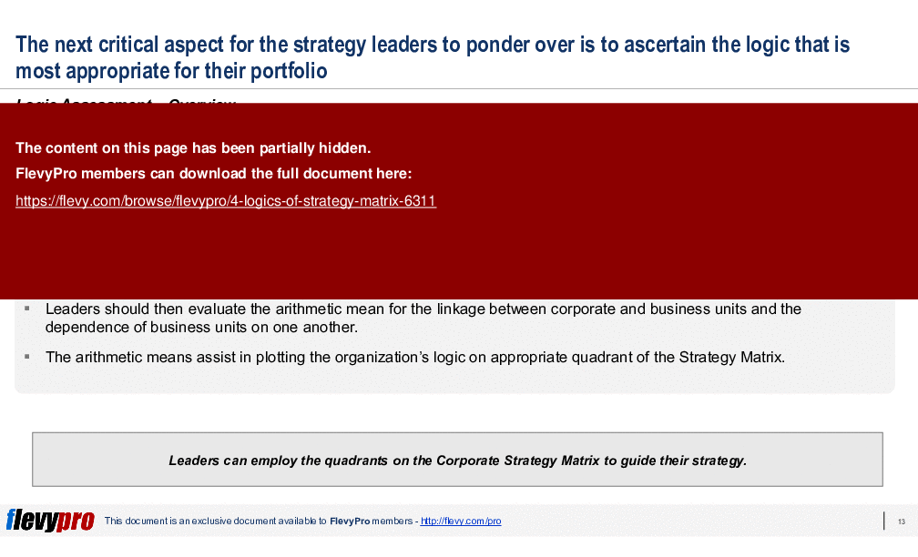 This is a partial preview of 4 Logics of Strategy Matrix (27-slide PowerPoint presentation (PPTX)). Full document is 27 slides. 
