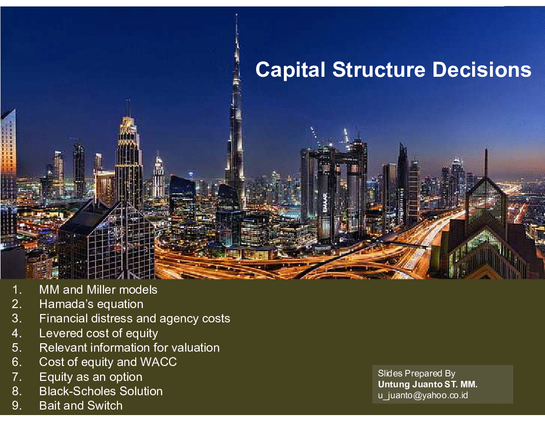 This is a partial preview of Capital Structure Decisions (Financial Management). Full document is 57 slides. 