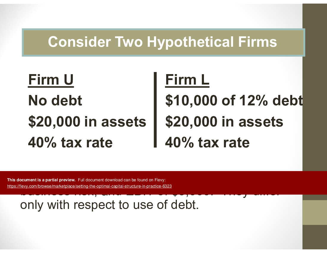 Setting The Optimal Capital Structure  in Practice (64-slide PPT PowerPoint presentation (PPT)) Preview Image
