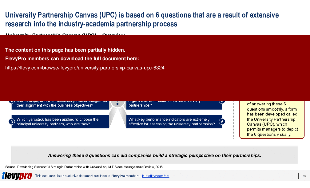 This is a partial preview of University Partnership Canvas (UPC). Full document is 25 slides. 