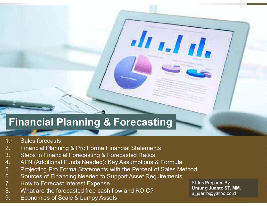 This is a partial preview of Financial Planning & Forecasting (41-slide PowerPoint presentation (PPT)). Full document is 41 slides. 
