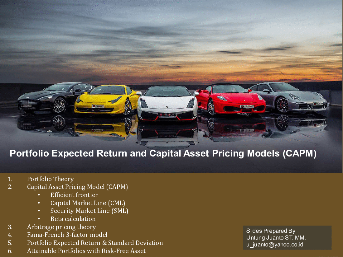 Portfolio Expected Return and Capital Asset Pricing Models (46-slide PPT PowerPoint presentation (PPT)) Preview Image
