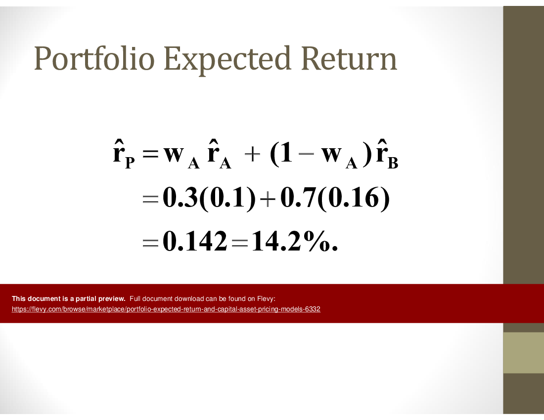 This is a partial preview of Portfolio Expected Return and Capital Asset Pricing Models (46-slide PowerPoint presentation (PPT)). Full document is 46 slides. 