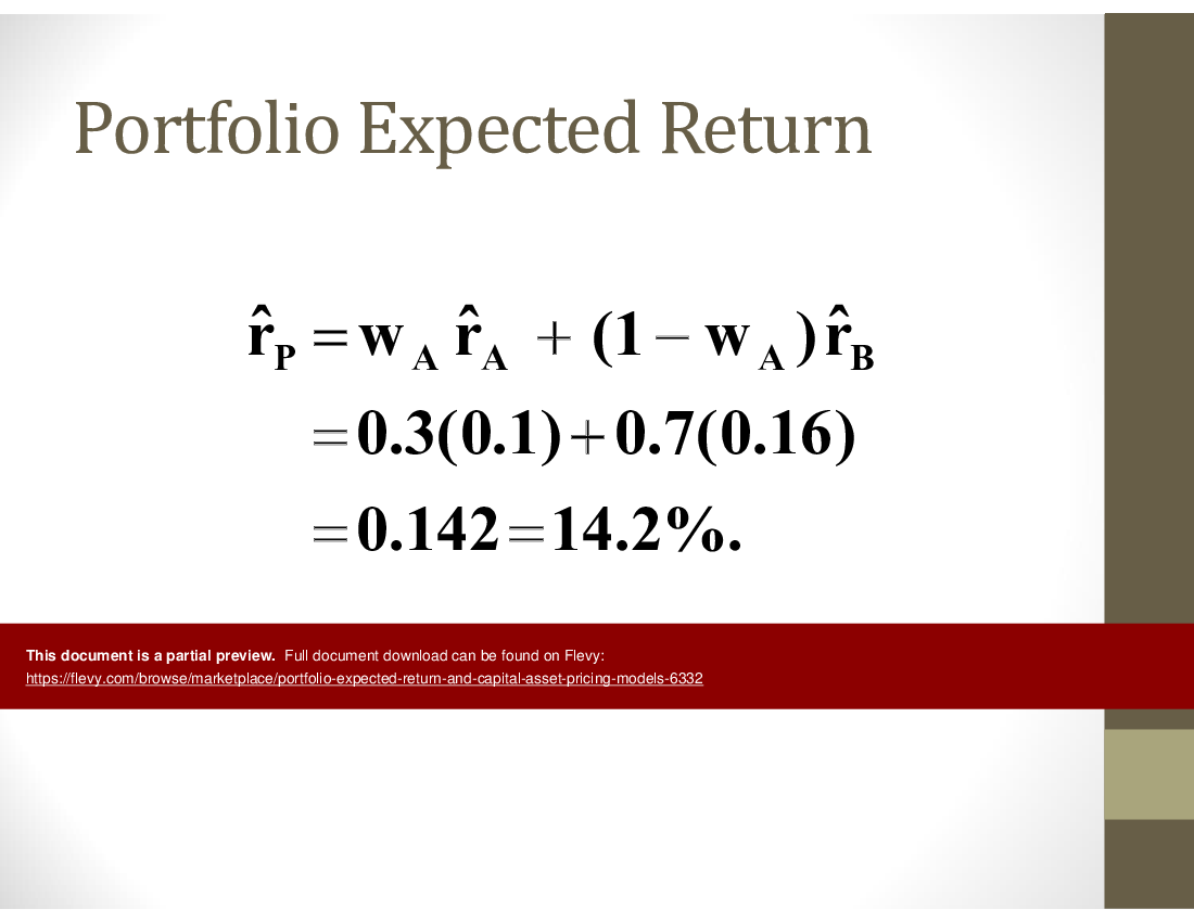 This Is A Partial Preview Of Portfolio Expected Return And Capital 