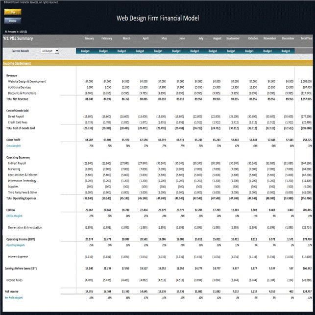This is a partial preview of Web Design Firm Financial Model - 5 Year Financial Forecast (Excel workbook (XLSX)). 