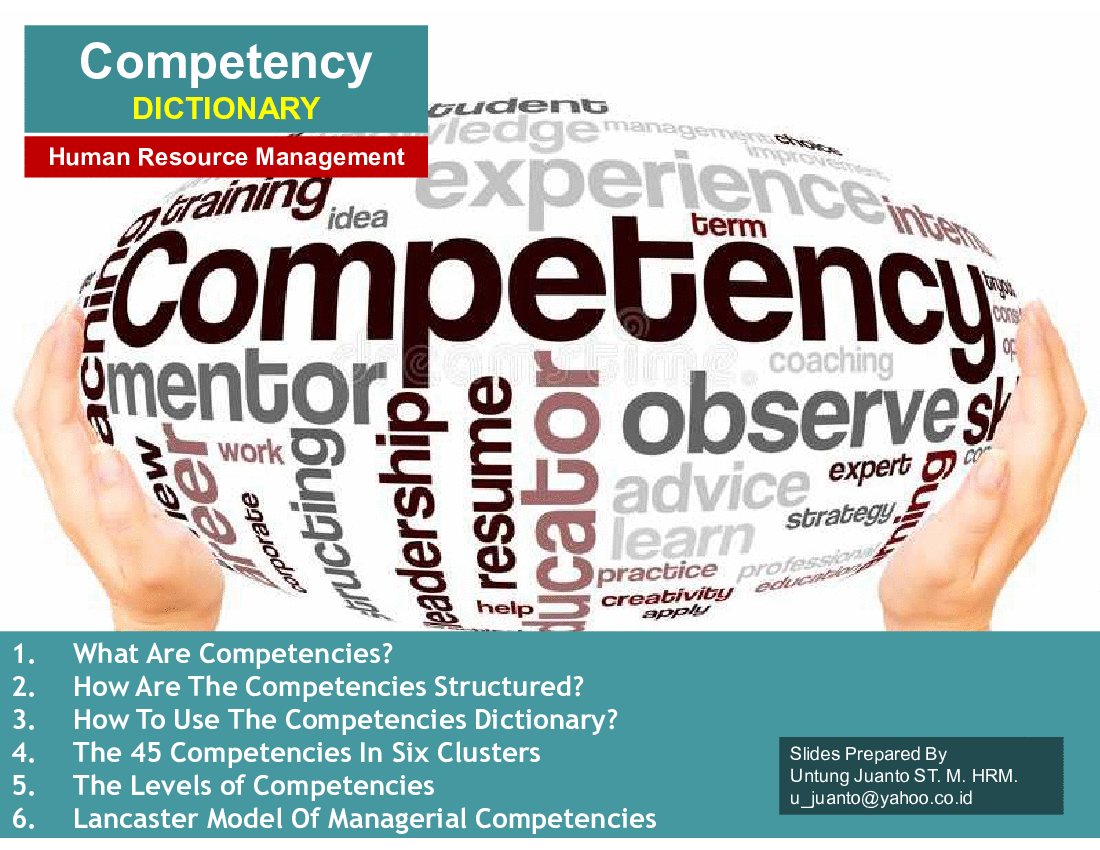 Competencies Dictionary with Proficiency Level