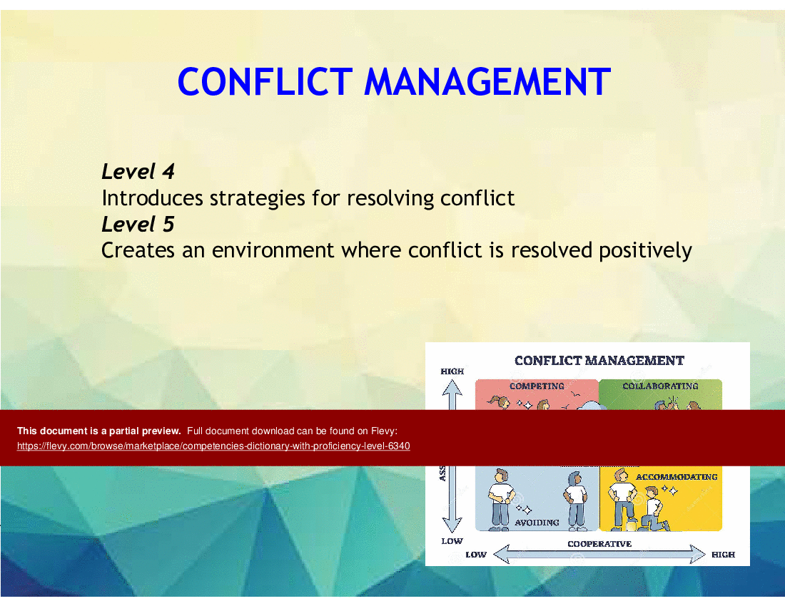 Competencies Dictionary with Proficiency Level (63-slide PowerPoint presentation (PPT)) Preview Image