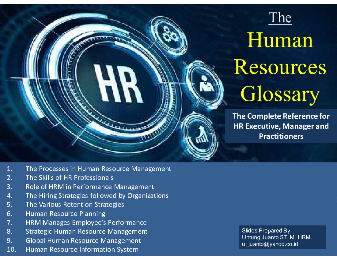 This is a partial preview of The Human Resources Glossary. Full document is 140 slides. 