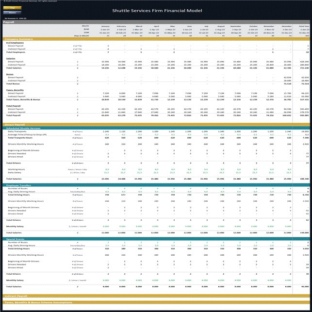 This is a partial preview of Shuttle Services Firm - 5 Year Financial Model (Excel workbook (XLSX)). 