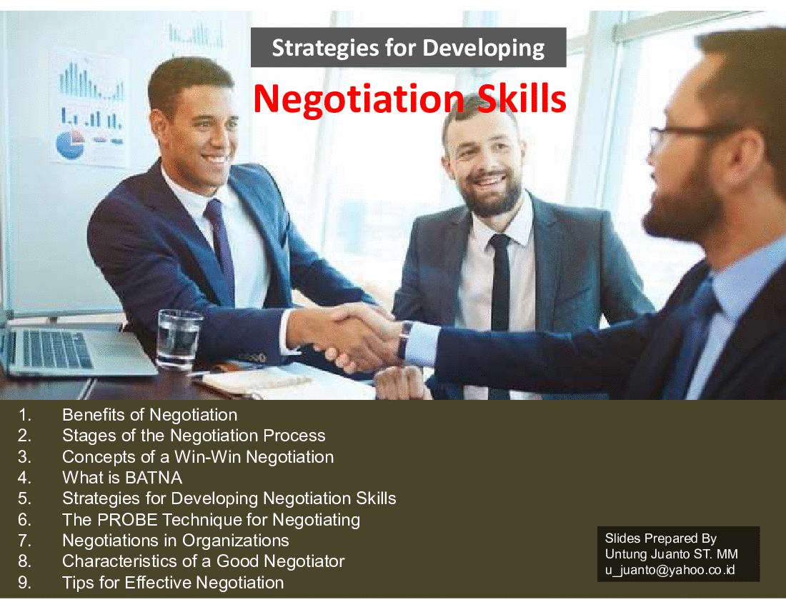 This is a partial preview of Strategies for Developing Negotiation Skills (67-slide PowerPoint presentation (PPTX)). Full document is 67 slides. 