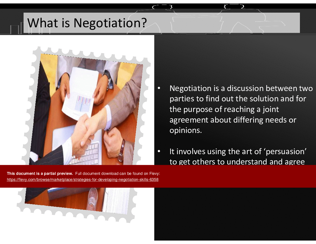 Strategies for Developing Negotiation Skills (67-slide PPT PowerPoint presentation (PPTX)) Preview Image