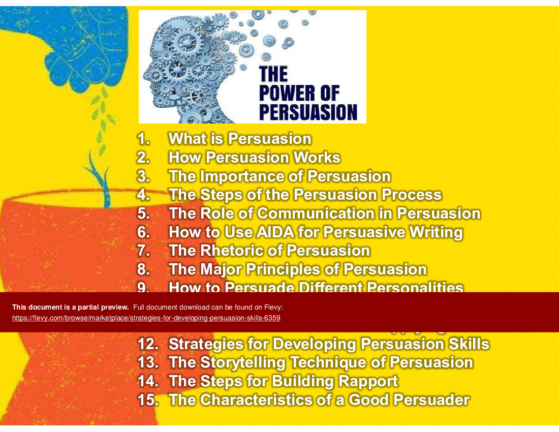 This is a partial preview of Strategies for Developing Persuasion Skills (88-slide PowerPoint presentation (PPTX)). Full document is 88 slides. 
