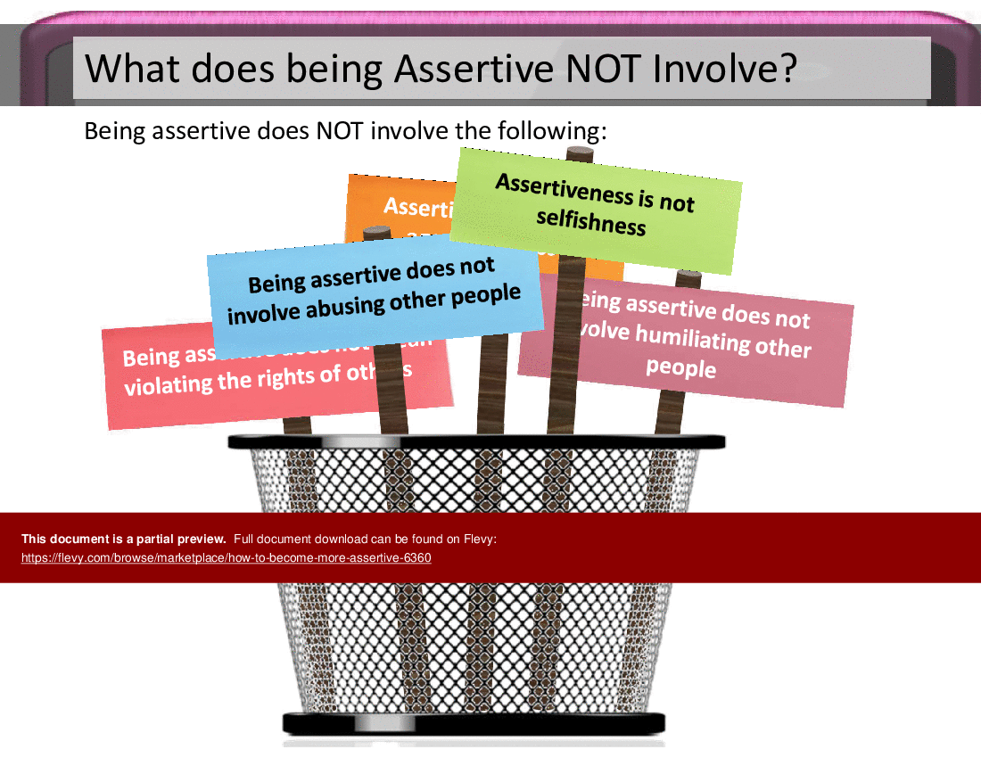 How to Become More Assertive (70-slide PPT PowerPoint presentation (PPTX)) Preview Image