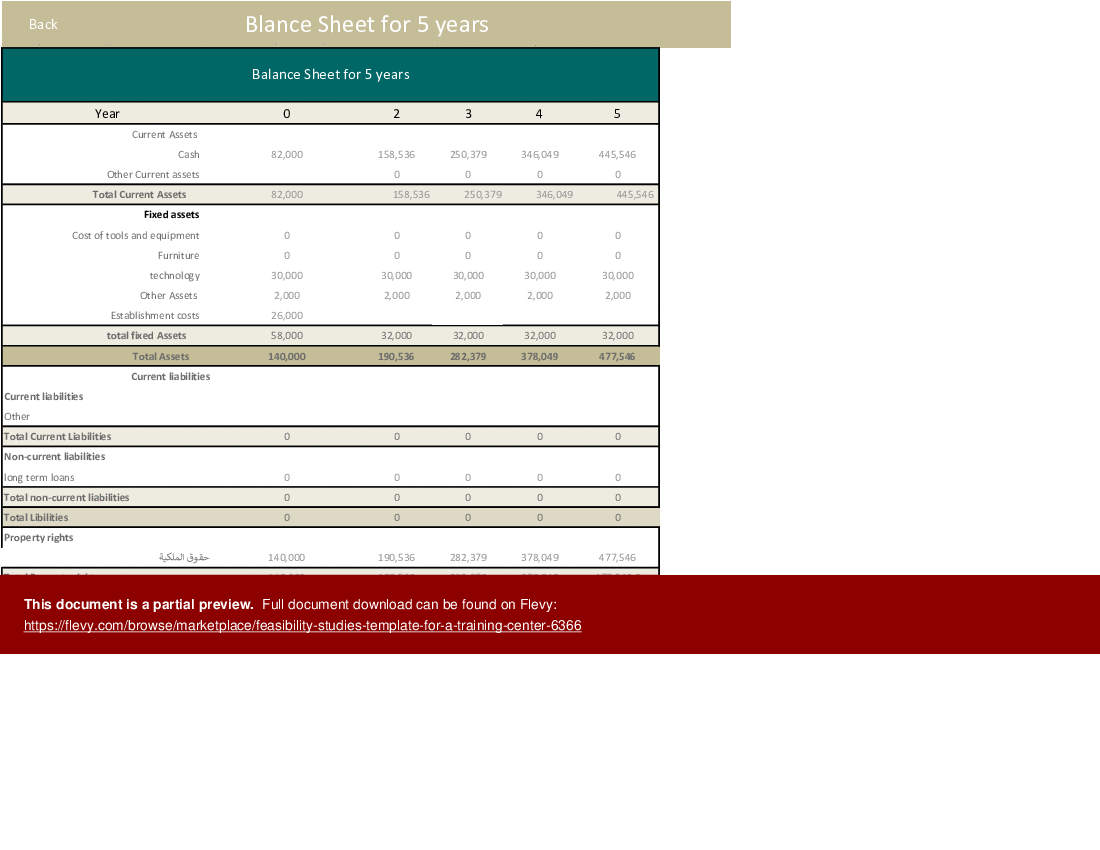Feasibility Studies Template for a Training Center (Excel template (XLSX)) Preview Image