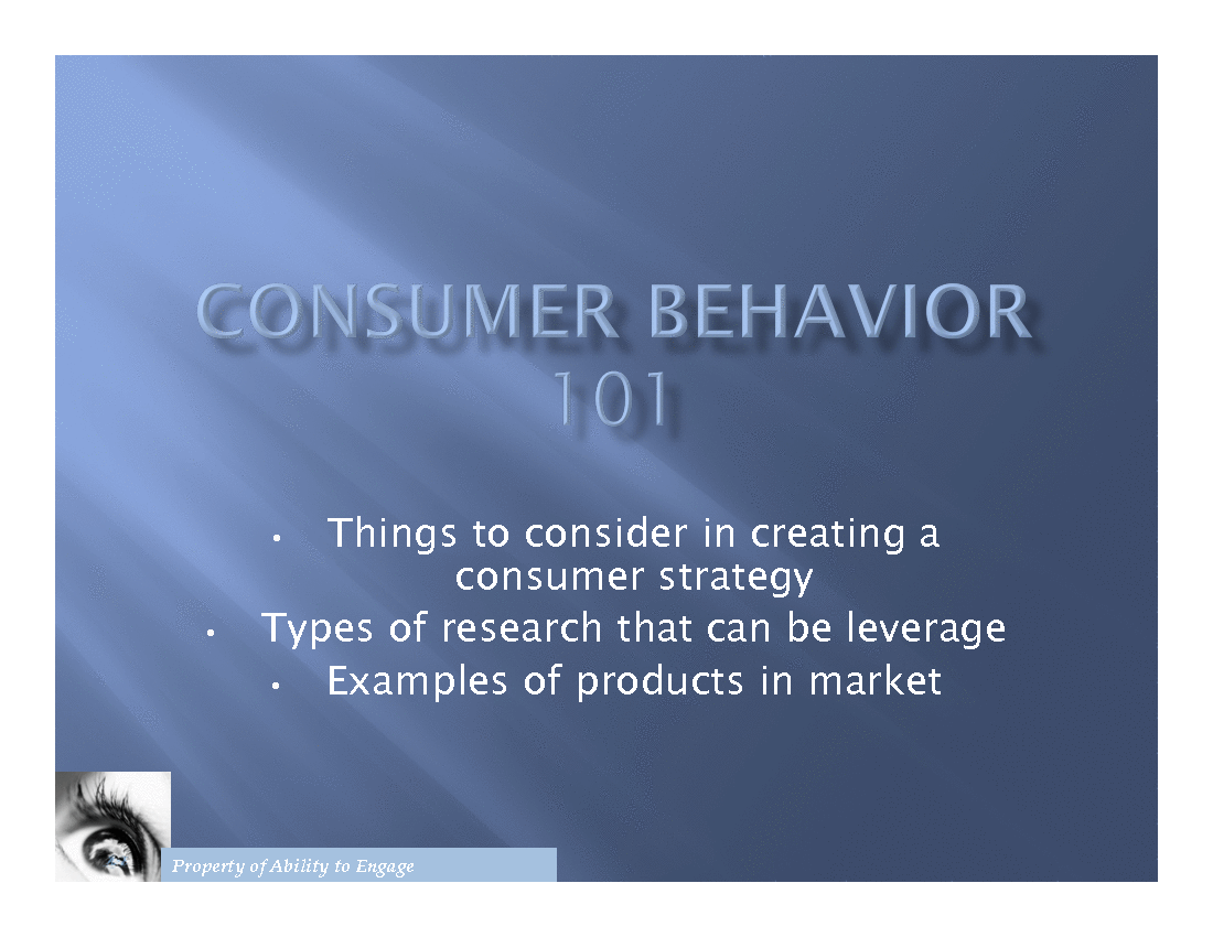 Consumer Behavior 101 (14-page PDF document) Preview Image