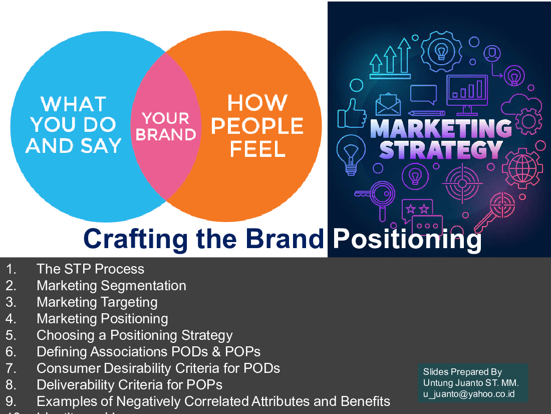 This is a partial preview of Crafting the Brand Positioning (Marketing Strategy) (23-slide PowerPoint presentation (PPT)). Full document is 23 slides. 