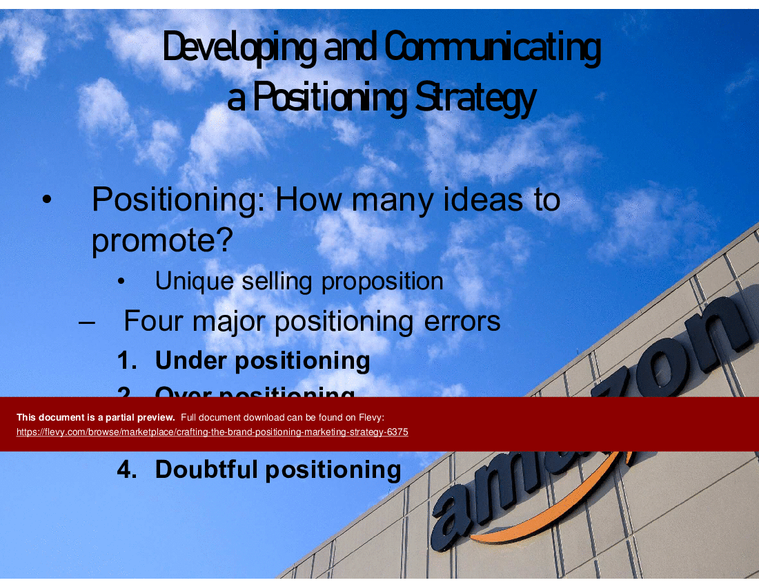 Crafting the Brand Positioning (Marketing Strategy) (23-slide PPT PowerPoint presentation (PPT)) Preview Image