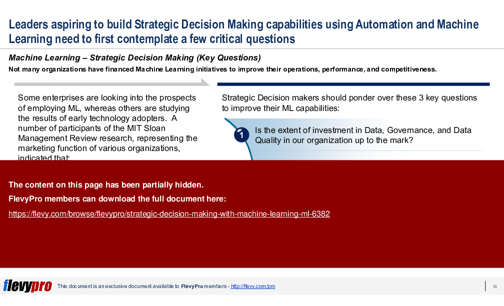 This is a partial preview of Strategic Decision Making with Machine Learning (ML) (24-slide PowerPoint presentation (PPTX)). Full document is 24 slides. 