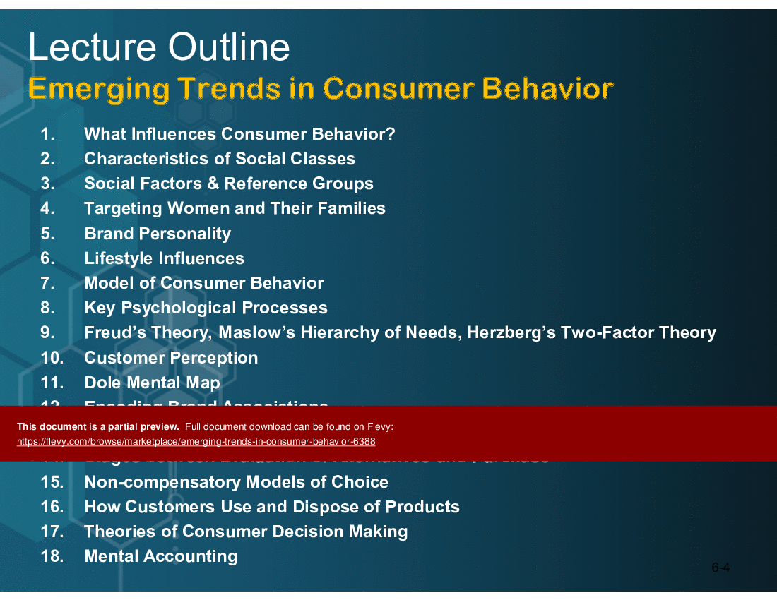 This is a partial preview of Emerging Trends in Consumer Behavior (41-slide PowerPoint presentation (PPT)). Full document is 41 slides. 