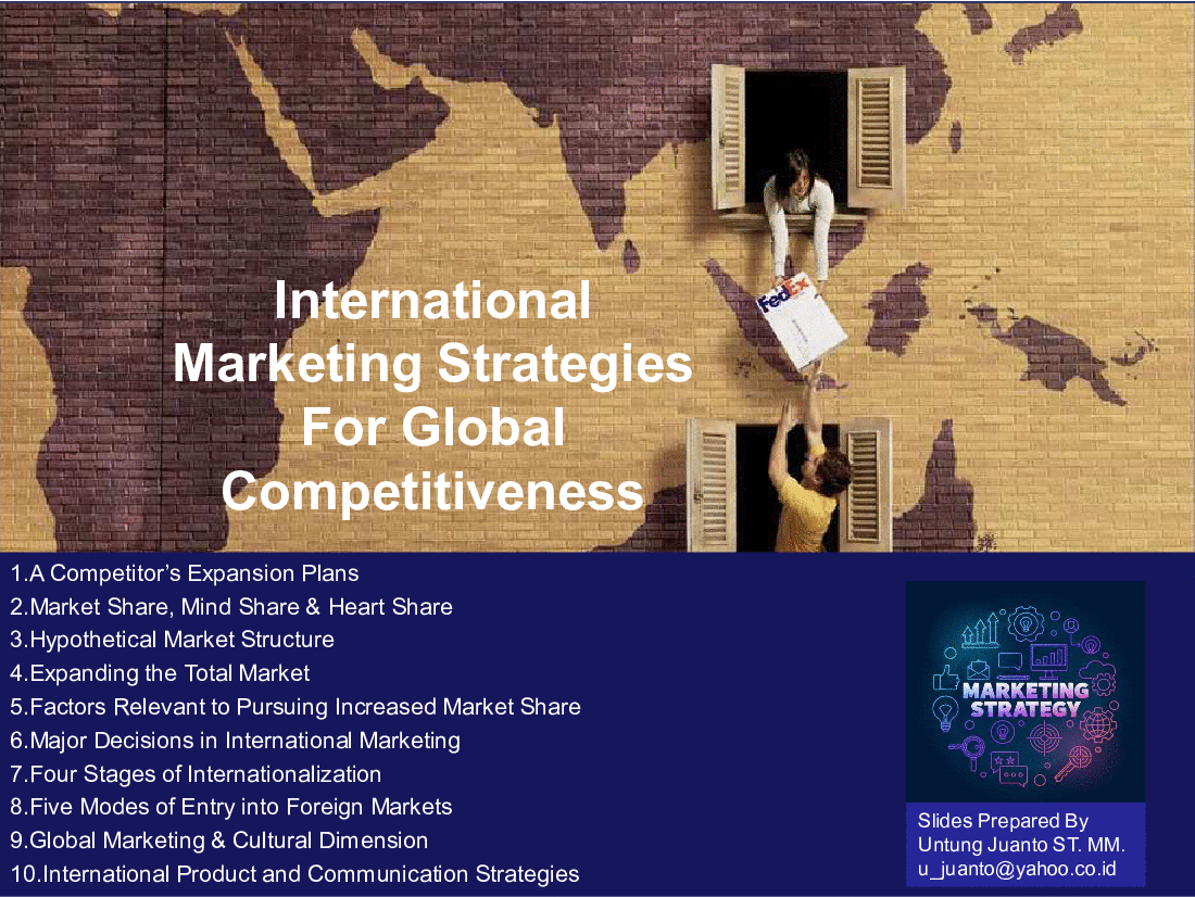 This is a partial preview of International Marketing Strategy for Global Competitiveness (45-slide PowerPoint presentation (PPT)). Full document is 45 slides. 