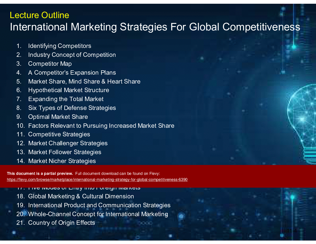 This is a partial preview of International Marketing Strategy for Global Competitiveness (45-slide PowerPoint presentation (PPT)). Full document is 45 slides. 