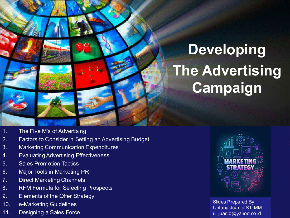 Developing  The Advertising Campaign (62-slide PowerPoint presentation (PPT)) Preview Image