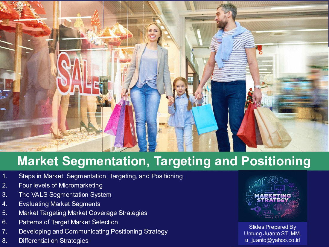 This is a partial preview of Market Segmentation, Targeting, and Positioning (35-slide PowerPoint presentation (PPT)). Full document is 35 slides. 