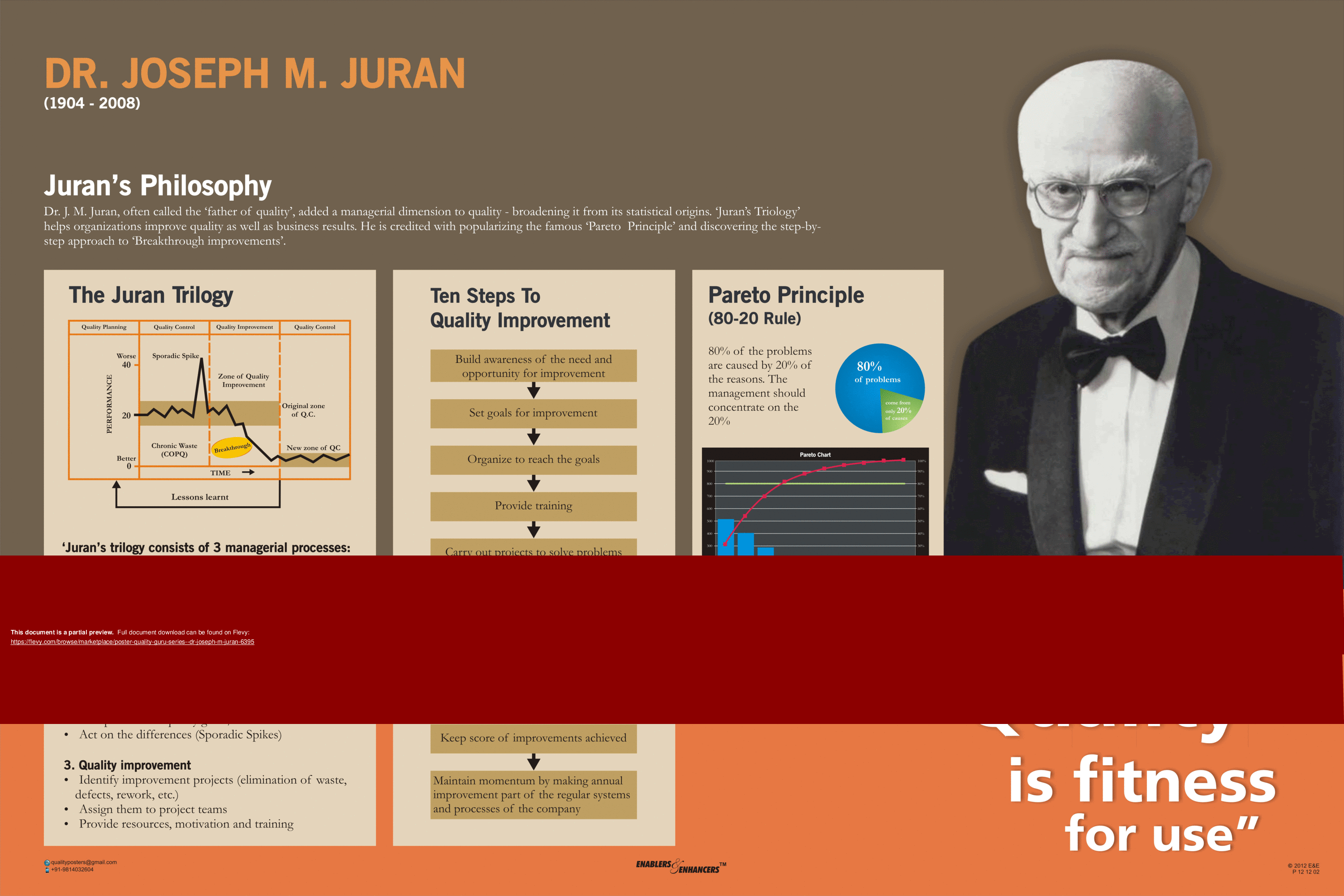 This is a partial preview of Poster (Quality Guru Series) - Dr. Joseph M. Juran (1-page PDF document). Full document is 1 pages. 
