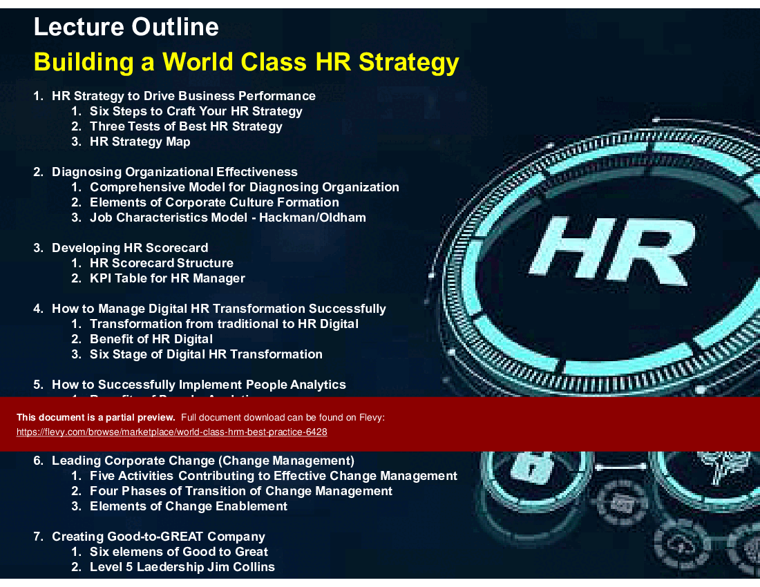 This is a partial preview of World Class HRM Best Practice (182-slide PowerPoint presentation (PPTX)). Full document is 182 slides. 