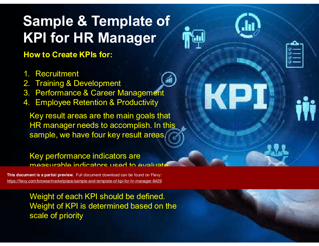 Sample & Template of KPI for HR Manager (16-slide PPT PowerPoint presentation (PPTX)) Preview Image