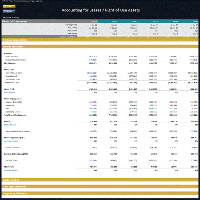 Accounting for Leases & Right-of-Use Assets Template (Excel template (XLSX)) Preview Image